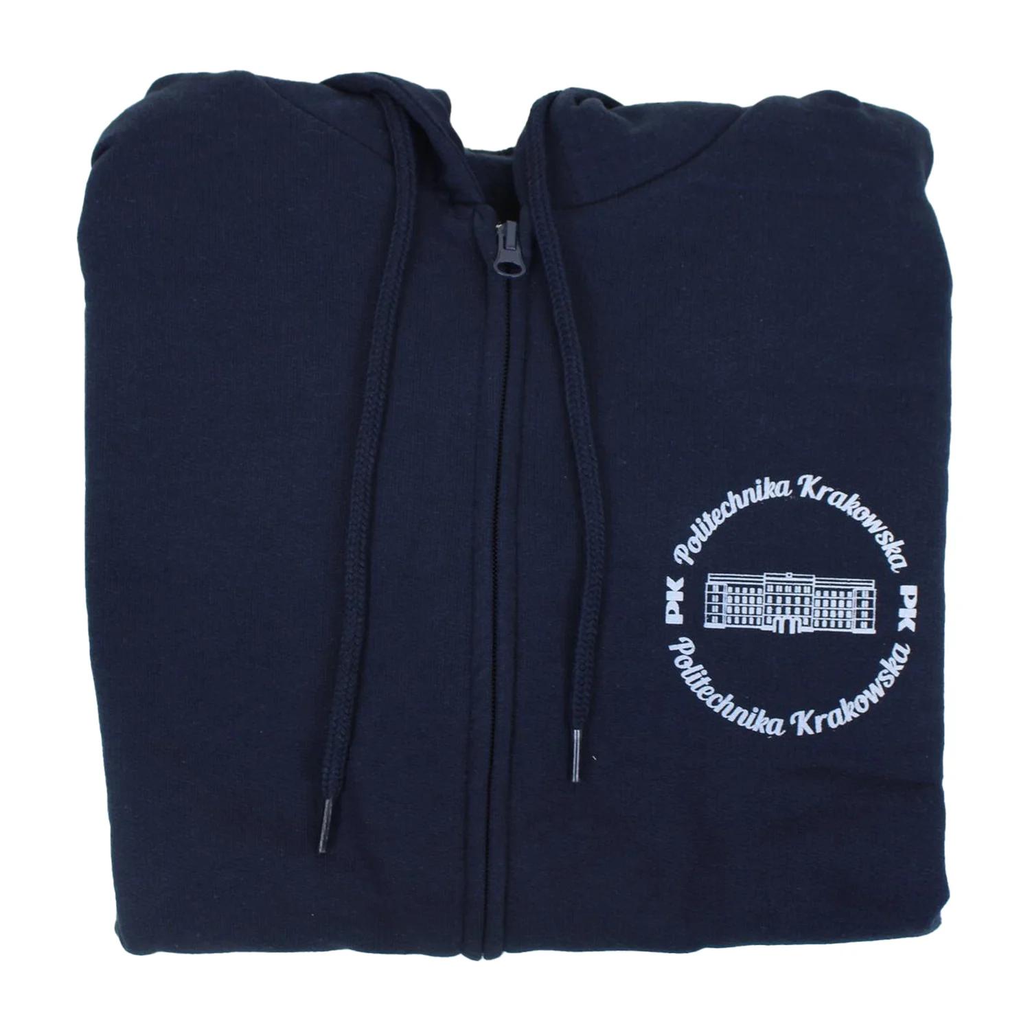Zip-up hoodie - Cracow University of Technology Store Zip-up hoodie with the Cracow University of Technology logo - folded view