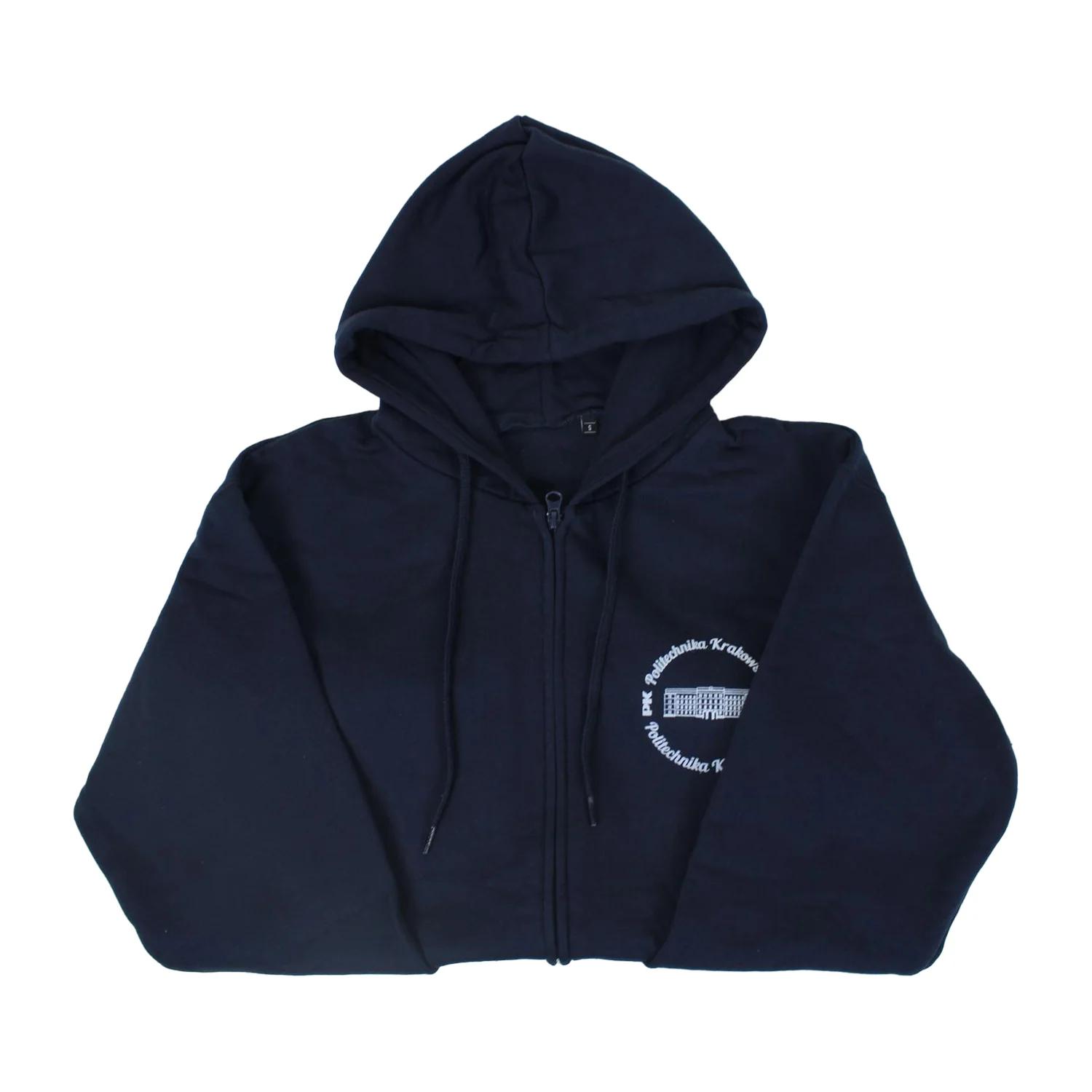 Zip-up hoodie - Cracow University of Technology Store Zip-up hoodie with the Cracow University of Technology logo - unfolded front view