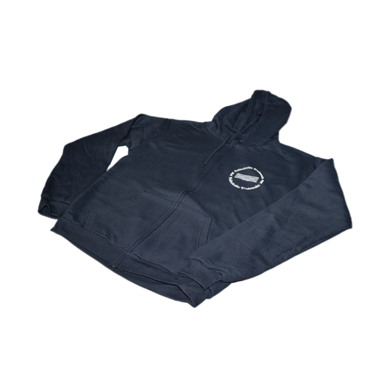 Zip-up hoodie - Cracow University of Technology Store Zip-up hoodie with the Cracow University of Technology logo - unfolded flat view
