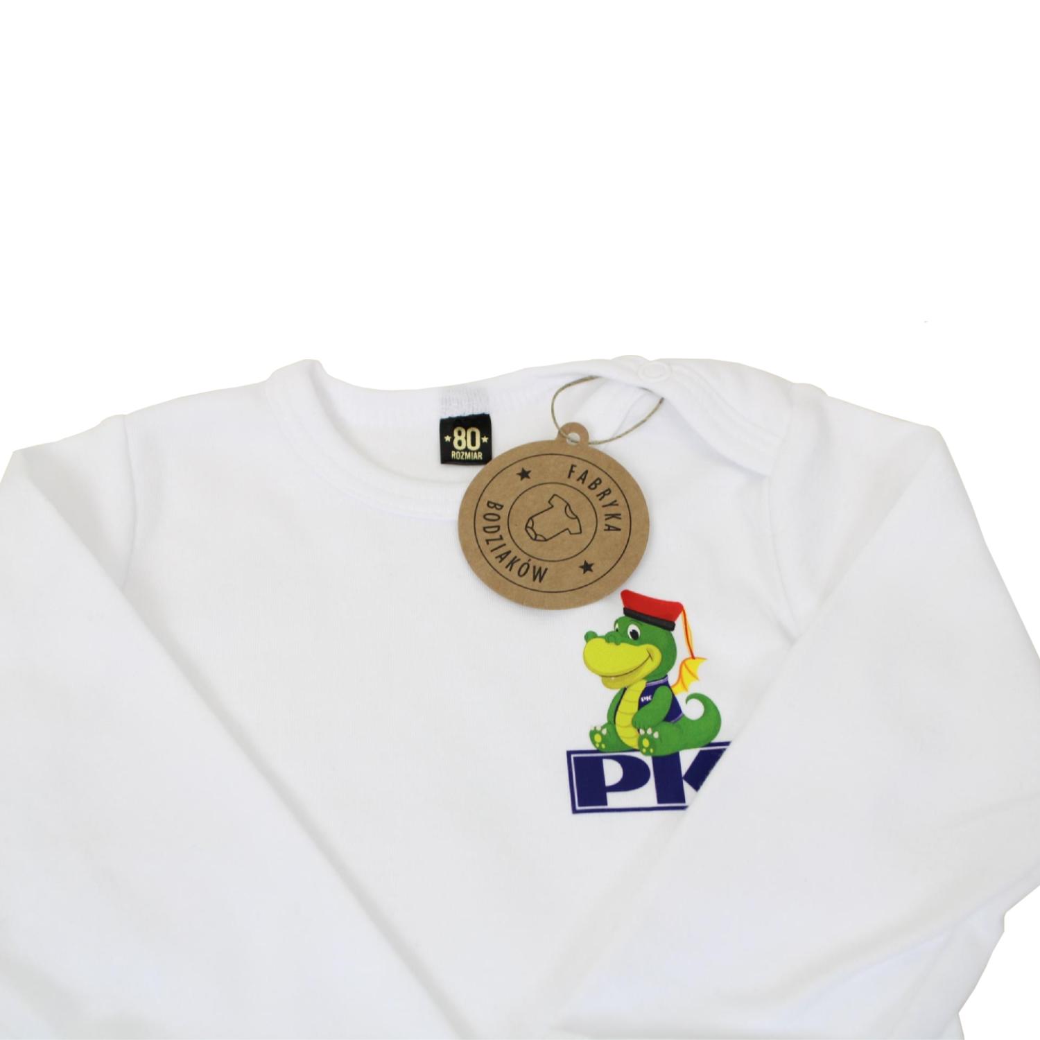Baby bodysuit - Cracow University of Technology Store Baby bodysuit with the Cracow University of Technology logo - folded, with sleeves in front