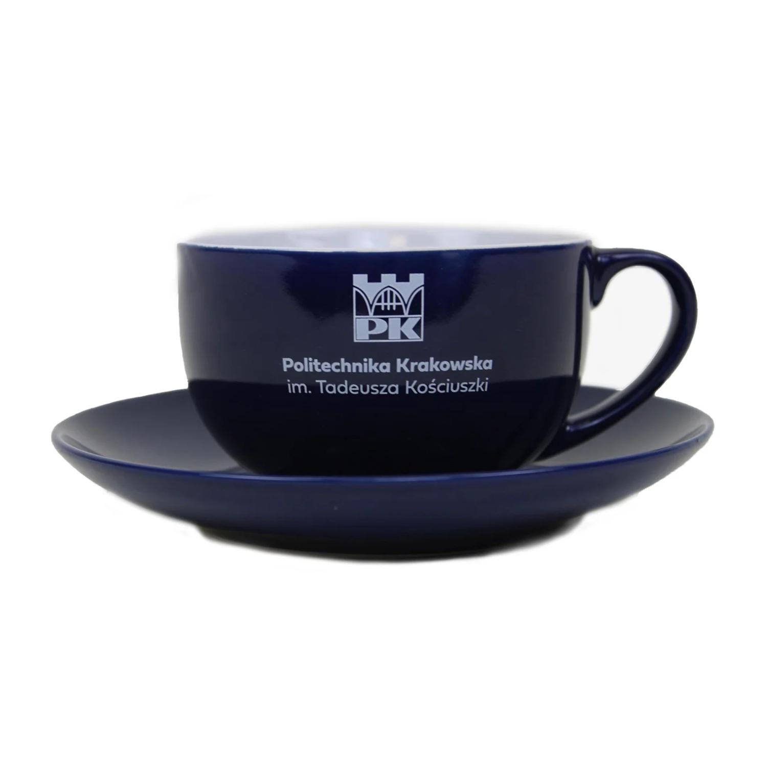 Teacup and saucer - Cracow University of Technology Store Teacup and saucer with Cracow University of Technology logo