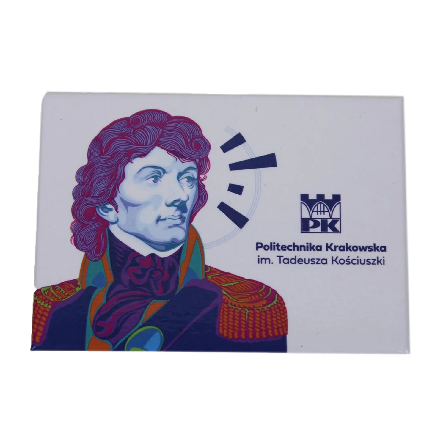 Fridge magnet - Cracow University of Technology Store Fridge magnet featuring a portrait of Tadeusz Kościuszko and the Cracow University of Technology logo - front