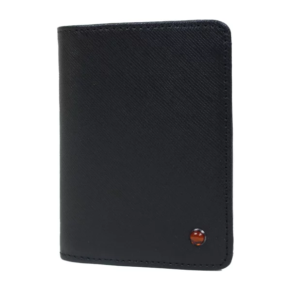 Mini wallet BATYCKI black with Cracow University of Technology logo - front