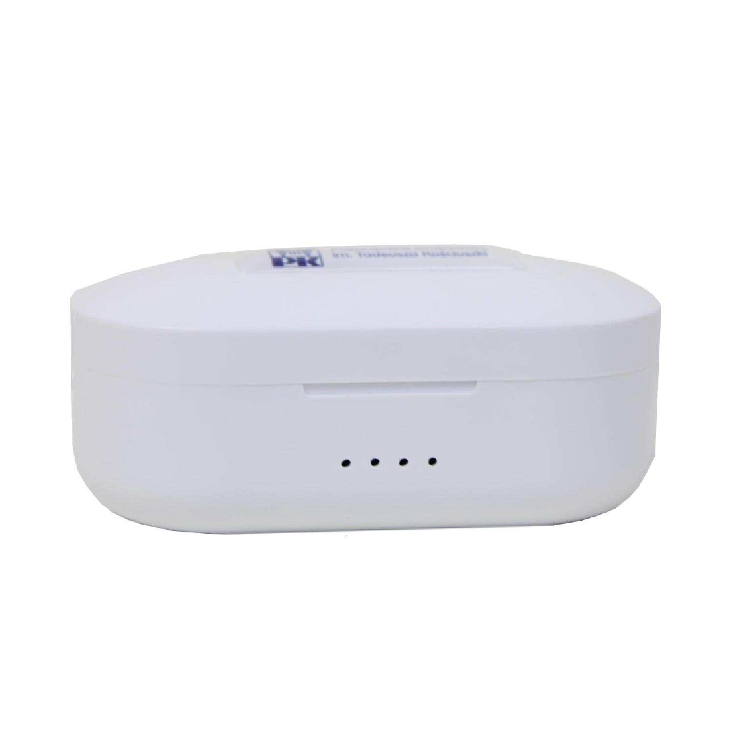 Wireless earbuds - Cracow University of Technology Store Wireless earbuds with Cracow University of Technology logo - docking station