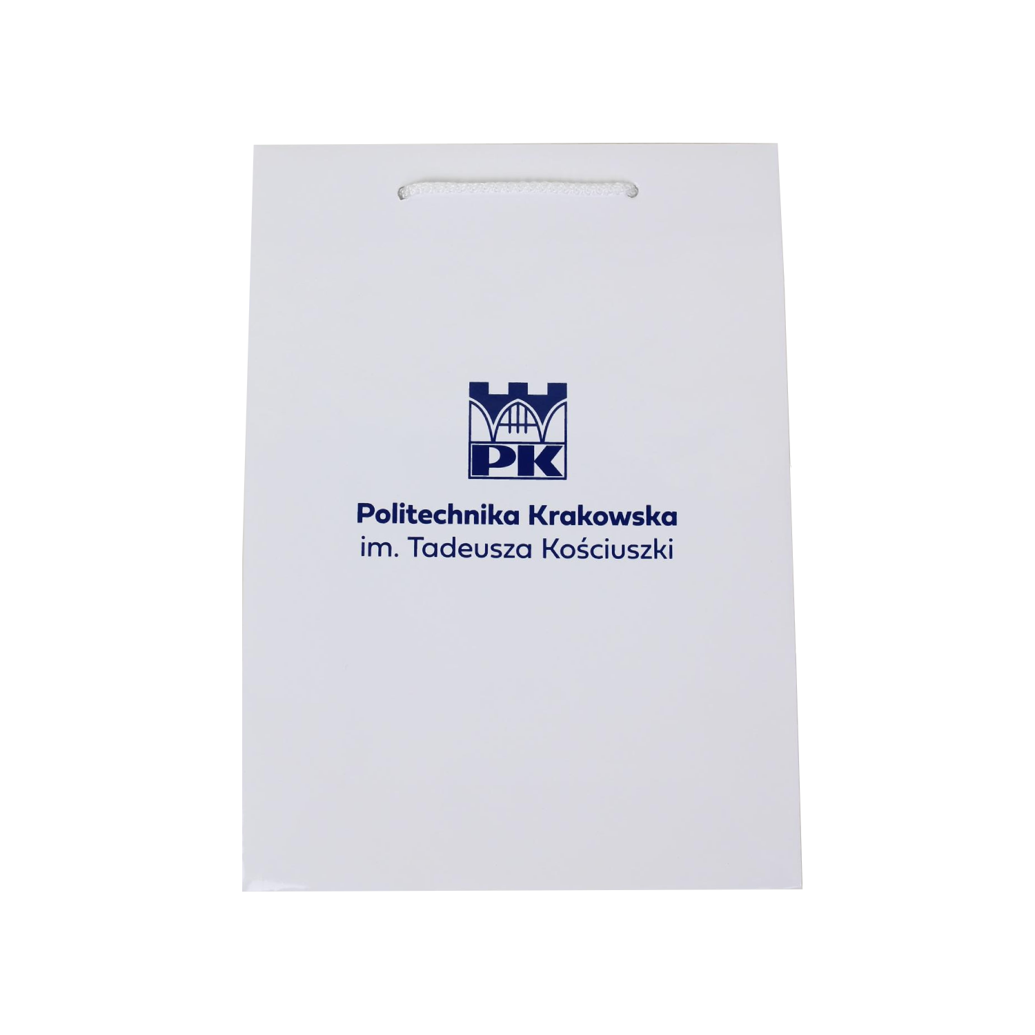 Torba exclusive biała - Sklep Politechniki Krakowskiej Torba lakierowana exclusive biała z logo Politechniki Krakowskiej A4 - rozłożona na płasko