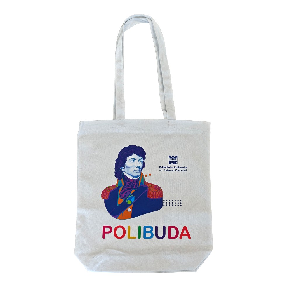 Biała torba bawełniana z grafiką – dwa warianty - Sklep Politechniki Krakowskiej Biała torba bawełniana z grafiką – dwa warianty