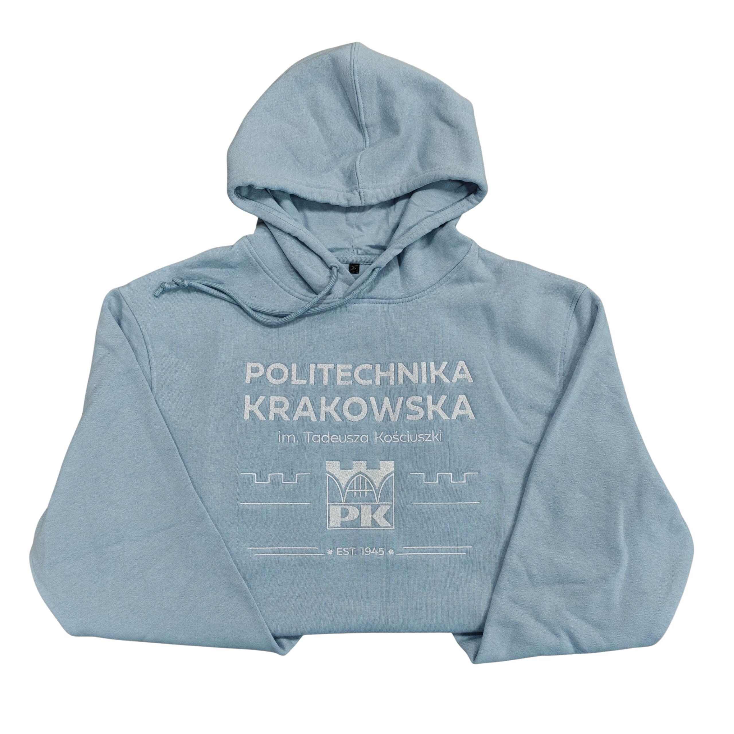 Bluza z kapturem - Sklep Politechniki Krakowskiej Błękitna bluza z kapturem z logo Politechniki Krakowskiej